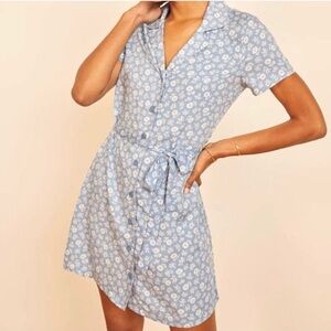 Reformation Blue Floral Mini Dress